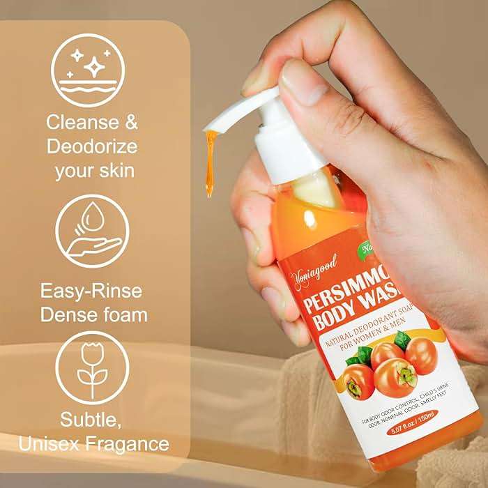 yoniagood 2 PCS Persimmon Body Wash for Strong Odor Control, Natural Persimmon Soap Bar Old People Smell Remover, Smelly Feet Deodorant Body Odor Eliminator, Body Wash Gel for Women & Men - Image 6