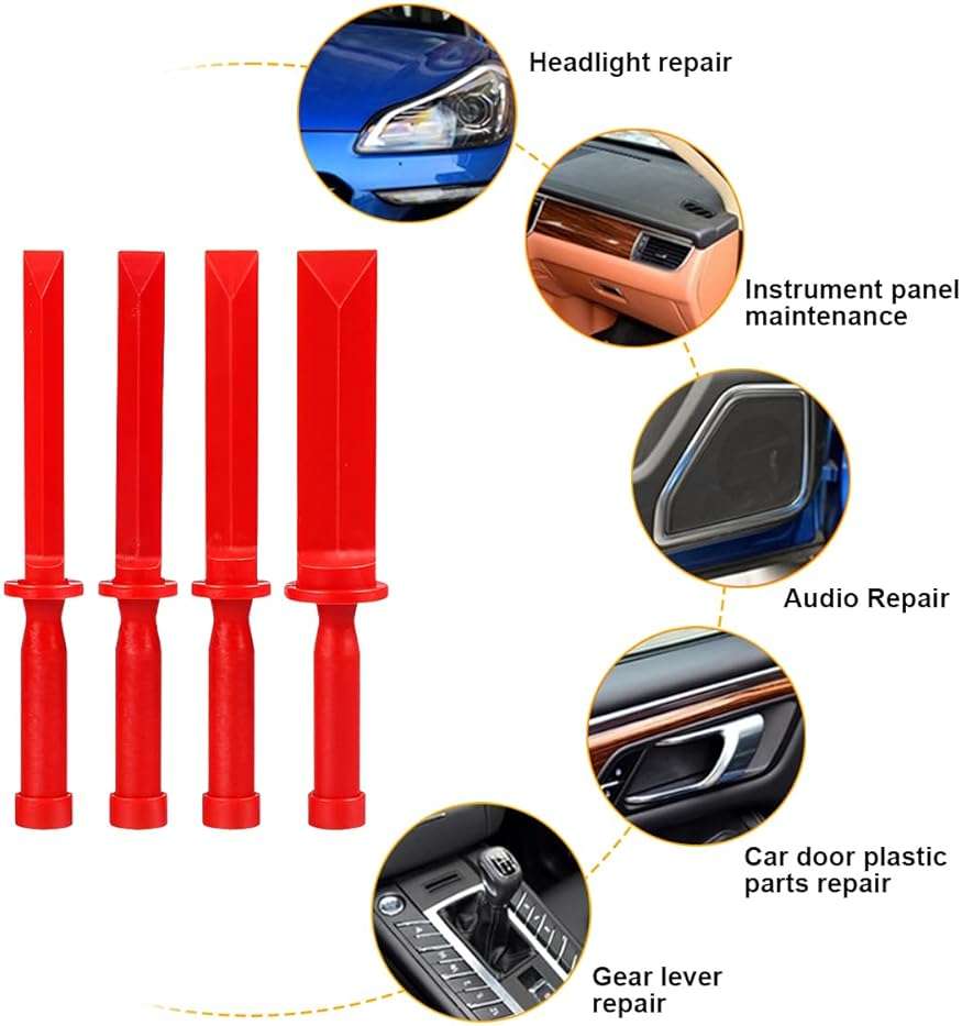 Mandark 4PCS Plastic Car Chisel Scraper Set, Non-Marring Vehicle Wheel Weight Remover Tool, Auto Paint Scraper Remover Tool Kit Accessories, Universal for Removing Debris, Adhesives, Film - Image 3
