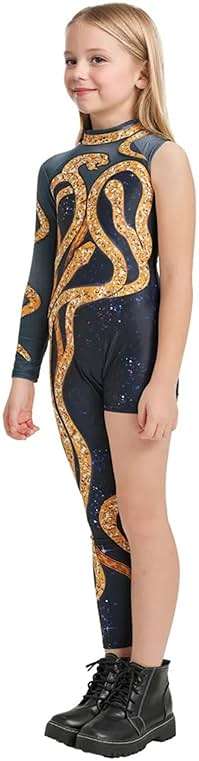 Kids Gold Snake Print Bodysuit Outfit for Girls Boys Celebrity Party Concert Cosplay Jumpsuit Costume - Image 4