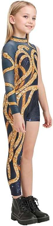 Kids Gold Snake Print Bodysuit Outfit for Girls Boys Celebrity Party Concert Cosplay Jumpsuit Costume - Image 5
