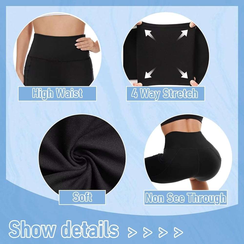 5 Pack Biker Shorts with Pockets for Women - 5"/8" High Waist Spandex Workout Yoga Running Athletic - Image 4