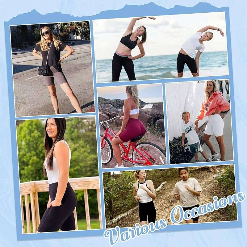 5 Pack Biker Shorts with Pockets for Women - 5"/8" High Waist Spandex Workout Yoga Running Athletic - Image 5