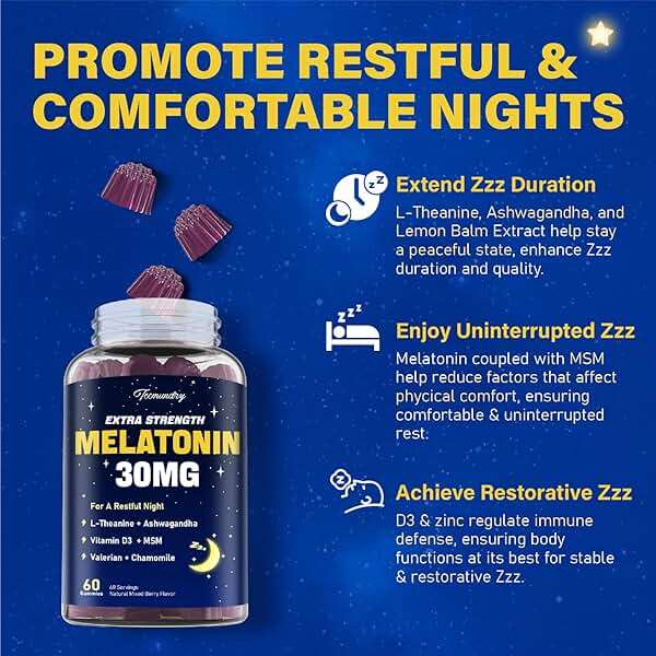 Melatonin Gummies 30mg for Adults: Maximum Strength Melatonin Supplement with L-Theanine, Ashwagandha, MSM, Vitamin D3 & Zinc - Non-Habit Forming, Natural Mixed Berry Flavor 60 Count (Pack of 2) - Image 4