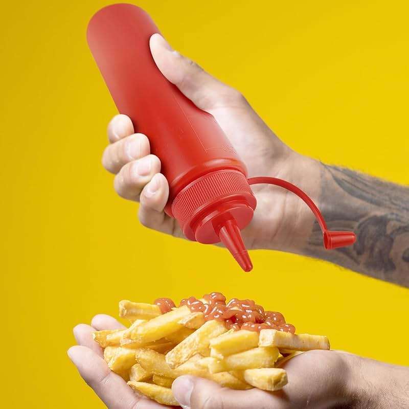 ICSTM 3 Pcs Plastic Squeeze Sauce Bottles with Nozzle Caps,250Ml/8.5Oz Reusable Squeeze Condiment Bottles Dispensers Suitable for Mustard Olive Oil Jam Ketchup Salad Dressing (250ML/8OZ) - Image 2