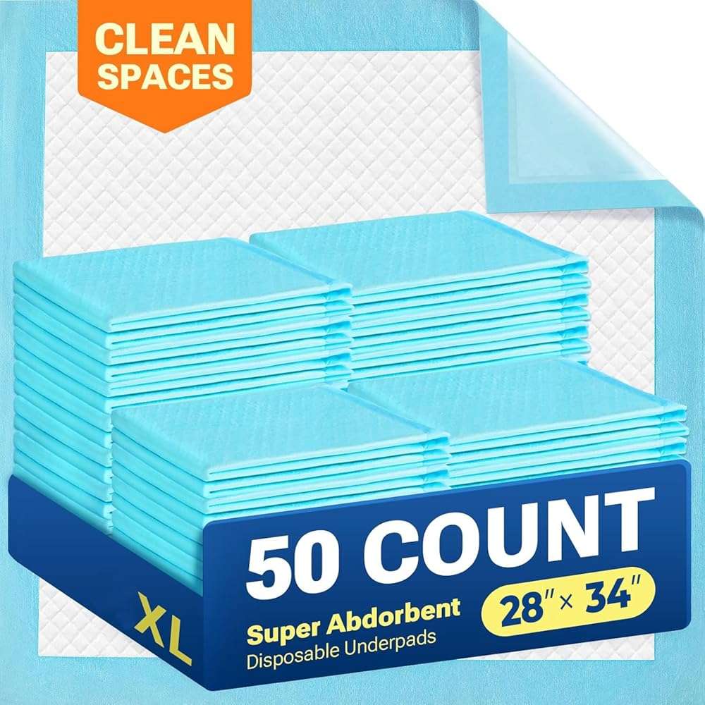 Clean Spaces Extra Large Puppy Pads 28"x34",Super Absorbent Disposable Pee Pads for Dogs / Wee Wee Pads / Potty Training Pads, Incontinence Bed Underpads for Adults, 50 Count - Image 1