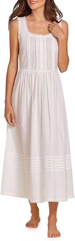 Eileen West Queen Anne's Lace Womens Sleepwear & Loungewear - Victorian Dreams Collection - 100% Cotton Lightweight Nightgown - Image 1
