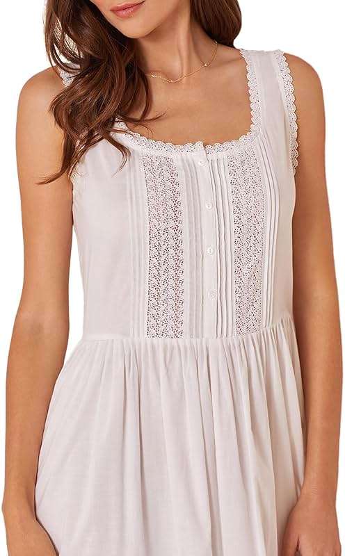 Eileen West Queen Anne's Lace Womens Sleepwear & Loungewear - Victorian Dreams Collection - 100% Cotton Lightweight Nightgown - Image 2