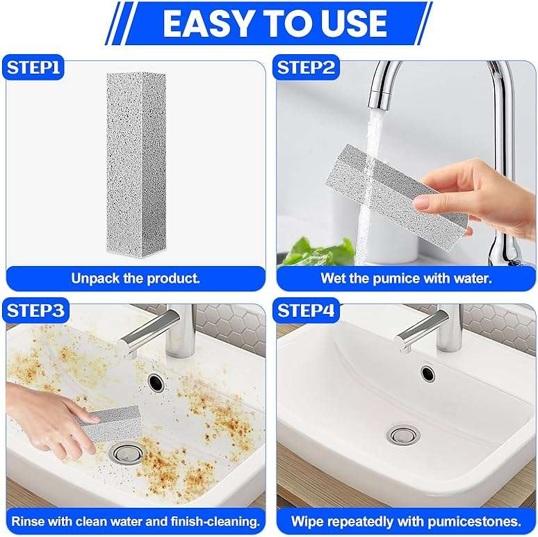 6 Pack Pumice Stone Toilet Bowl Cleaner, Pumice Stone for Cleaning, Powerfully Cleans Toilets, Bathtubs, Grills, Swimming Pools, Sinks - Image 3