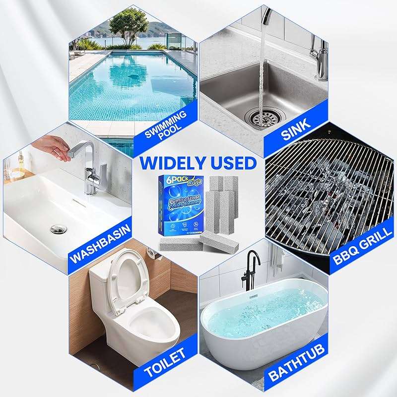 6 Pack Pumice Stone Toilet Bowl Cleaner, Pumice Stone for Cleaning, Powerfully Cleans Toilets, Bathtubs, Grills, Swimming Pools, Sinks - Image 4