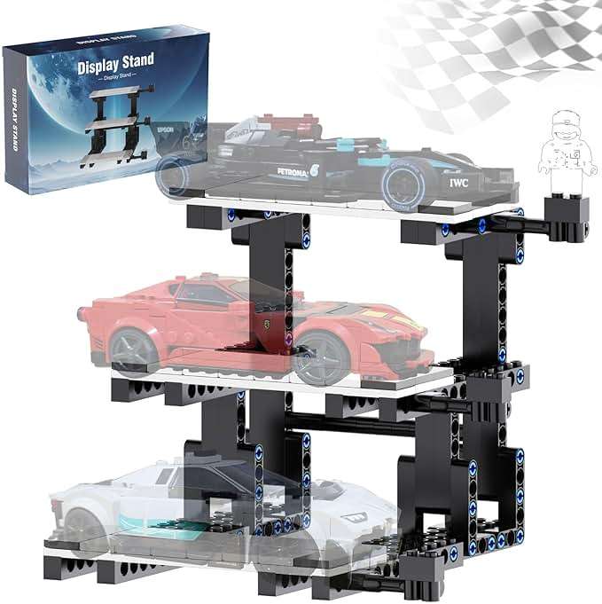 Display Stand for Lego Speed Champions Building Kit, 3 Layer Stand for Lego Car 77253 77257 77254 77242 76934 77240 77239 Model with Driver's Display, Collectible Gifts for Adults (220 Pcs) - Image 2
