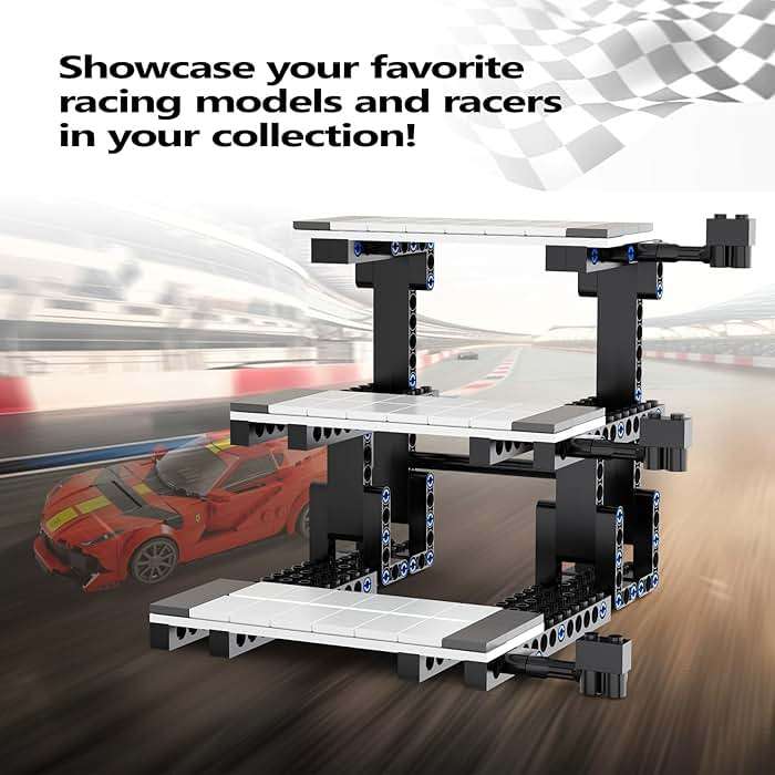 Display Stand for Lego Speed Champions Building Kit, 3 Layer Stand for Lego Car 77253 77257 77254 77242 76934 77240 77239 Model with Driver's Display, Collectible Gifts for Adults (220 Pcs) - Image 5