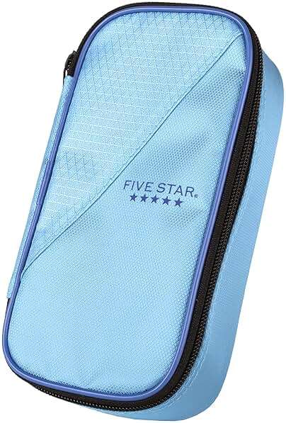 Five Star Pencil Pouch, Pen Case, High-Capacity Zipper Pouch, Storage Organizer for School Supplies Earbuds Chargers Cables Makeup, Blue/Denim (500212F-ECM) - Image 1