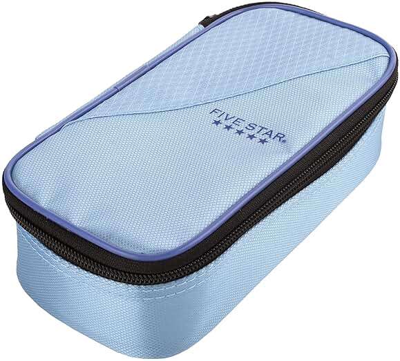 Five Star Pencil Pouch, Pen Case, High-Capacity Zipper Pouch, Storage Organizer for School Supplies Earbuds Chargers Cables Makeup, Blue/Denim (500212F-ECM) - Image 4