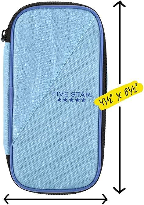 Five Star Pencil Pouch, Pen Case, High-Capacity Zipper Pouch, Storage Organizer for School Supplies Earbuds Chargers Cables Makeup, Blue/Denim (500212F-ECM) - Image 7