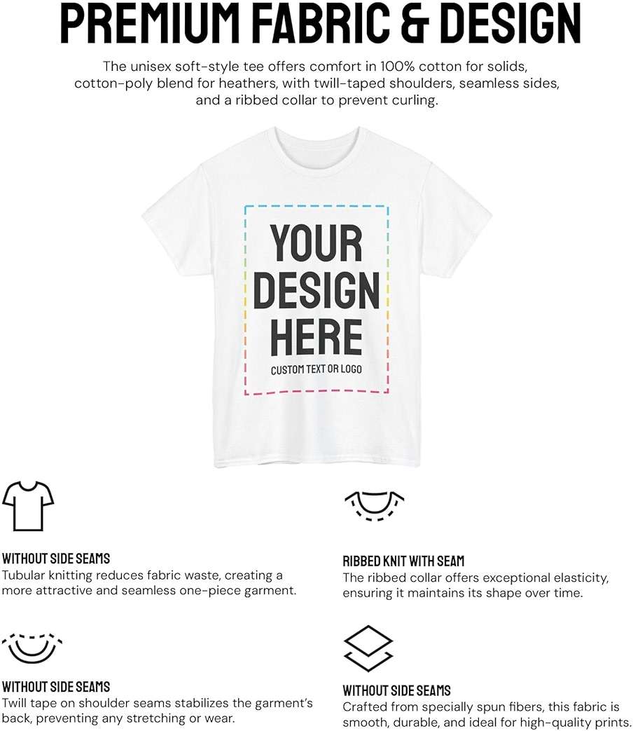 Custom T-Shirts - Personalized, Customized Cotton Tees - Create Your Own with Photo, Text, Name or Logo for Men and Women - Image 3