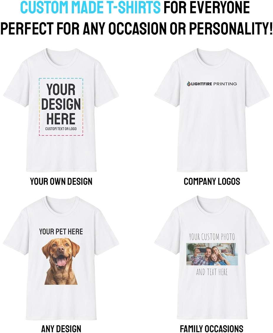 Custom T-Shirts - Personalized, Customized Cotton Tees - Create Your Own with Photo, Text, Name or Logo for Men and Women - Image 4