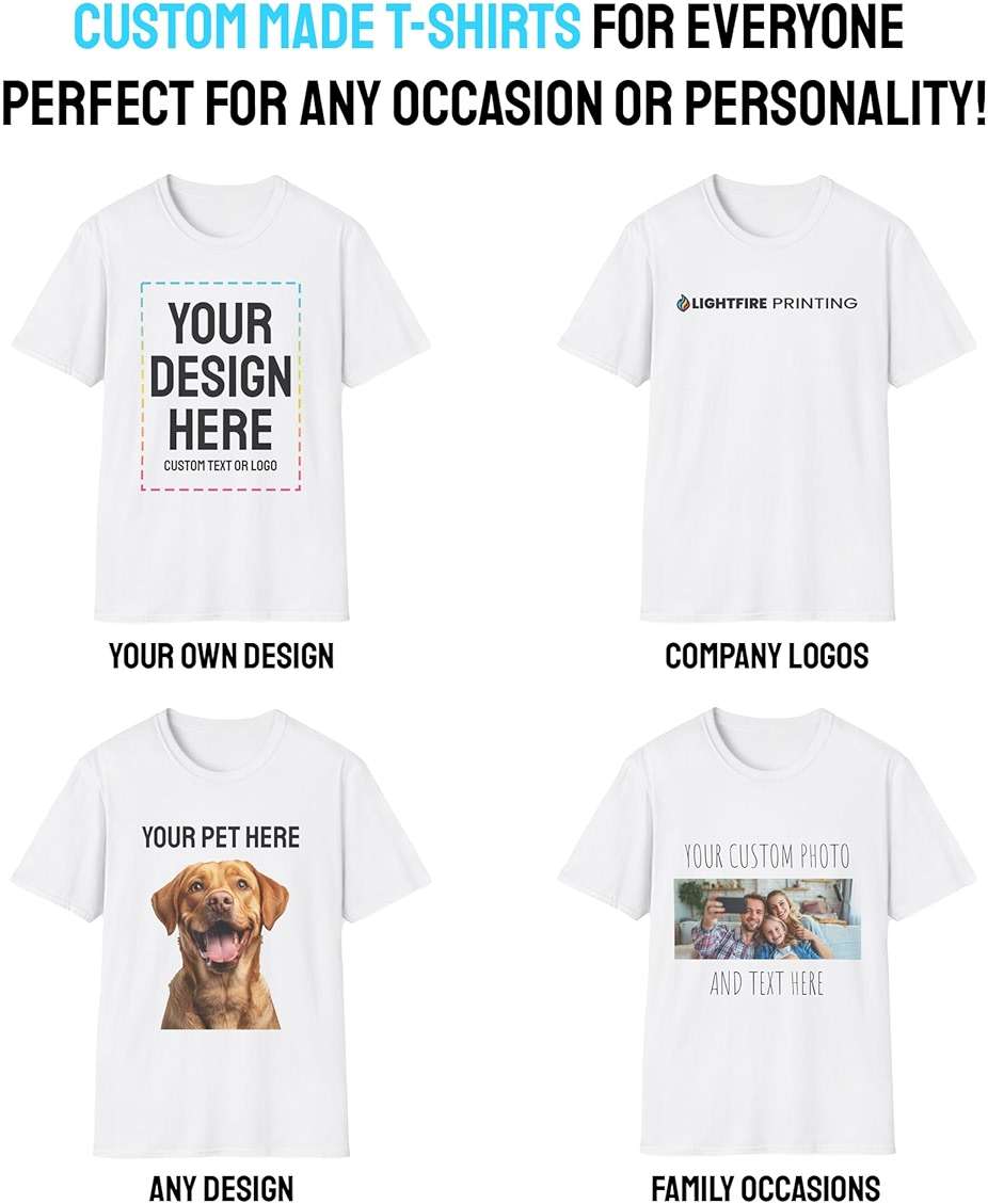 Custom T-Shirts - Personalized, Customized Cotton Tees - Create Your Own with Photo, Text, Name or Logo for Men and Women - Image 6