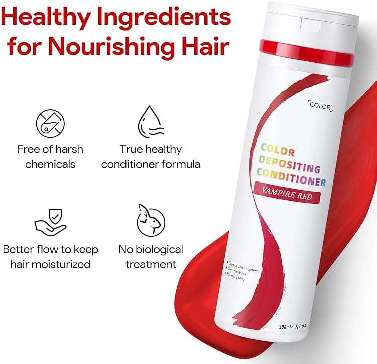 BELEZALIB Vampirered Color Depositing Conditioner for Dyed Hair, Semi Permanent Hair Depositing Conditioner for Long-lasting Color, Nourishing Hair Dye Conditioner,7OZ,Cruelty-Free - Image 6