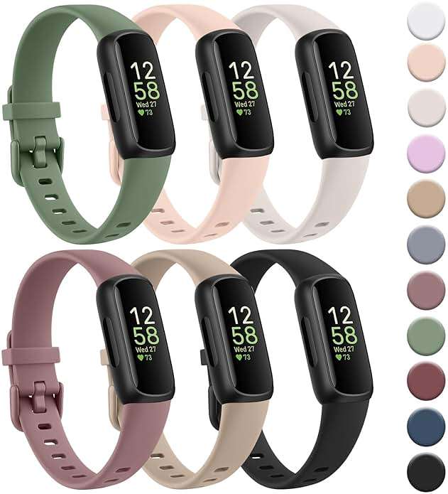 6-Pack Bands for Fitbit Inspire 3 Bands for Women Men, Soft Silicone Adjustable Wristband Replacement Straps Compatible with Fitbit Inspire 3 Fitness Tracker - Image 1