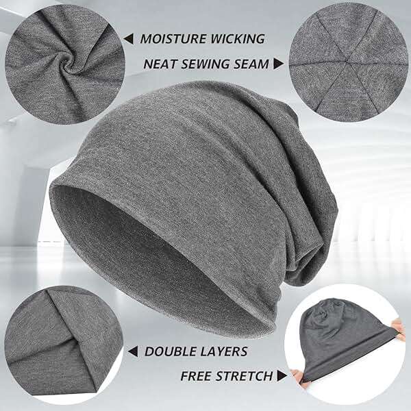 EINSKEY Lightweight Slouchy Beanie for Men Women, Oversize Thin Cotton Skull Cap Chemo Cap Night Sleeping Hat for All Seasons - Image 2