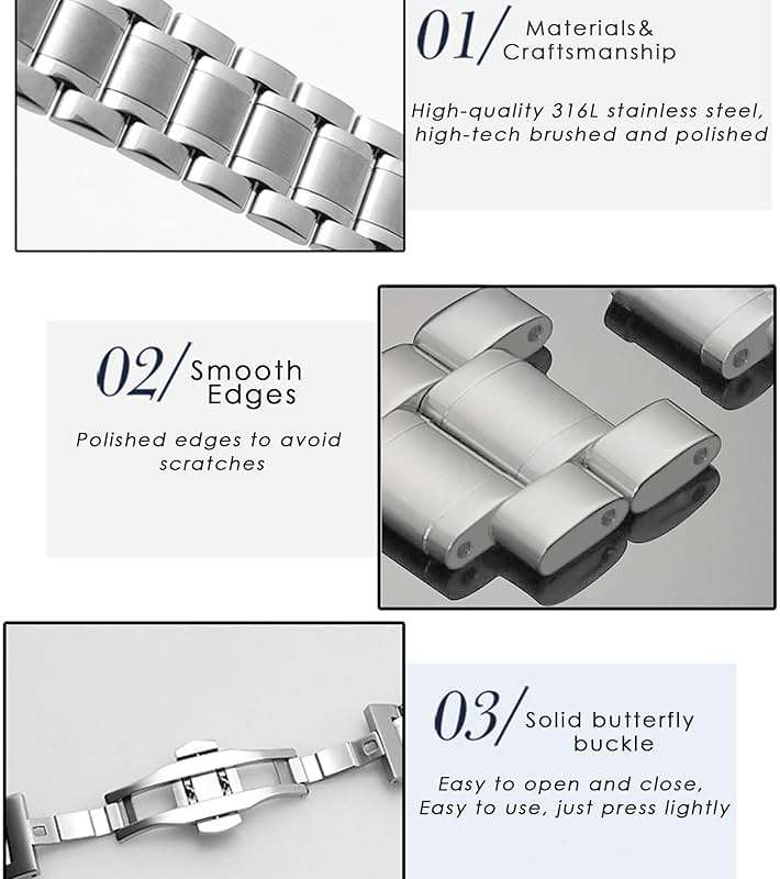 Gheper Metal Watchband Compatible with Samsung Galaxy Fit3[2024] SM-R390 Smartwatch Accessory 316L Stainless Steel Protective Frame Case Design Replacement Wrist Strap Bracelet for Women Men - Image 4