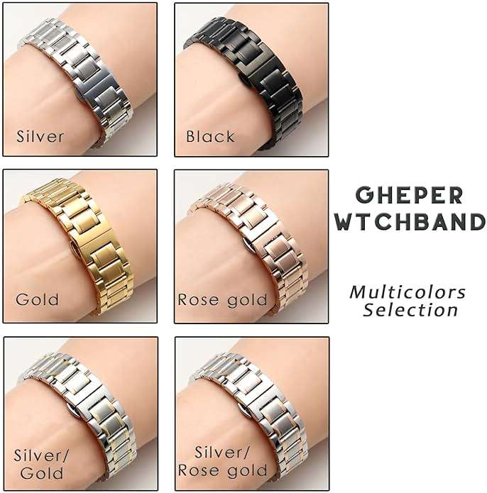 Gheper Metal Watchband Compatible with Samsung Galaxy Fit3[2024] SM-R390 Smartwatch Accessory 316L Stainless Steel Protective Frame Case Design Replacement Wrist Strap Bracelet for Women Men - Image 5