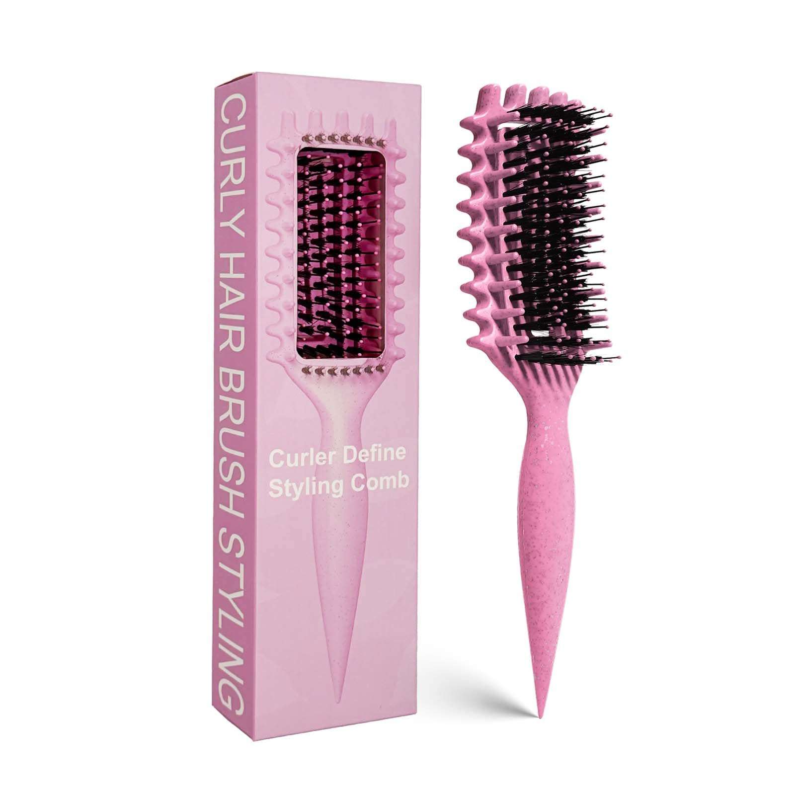 Curly Hair Brush Candybrush Curl Defining Brush for Detangling Shaping and Defining Curls for Women, Men, Wet & Dry Hair (Pink) - Image 1