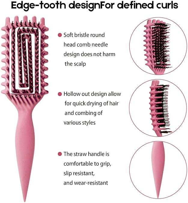 Curly Hair Brush Candybrush Curl Defining Brush for Detangling Shaping and Defining Curls for Women, Men, Wet & Dry Hair (Pink) - Image 2