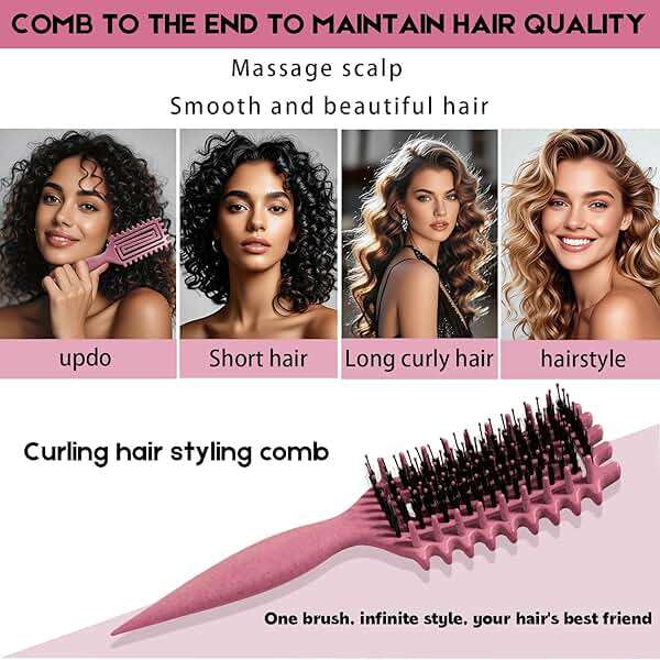 Curly Hair Brush Candybrush Curl Defining Brush for Detangling Shaping and Defining Curls for Women, Men, Wet & Dry Hair (Pink) - Image 6