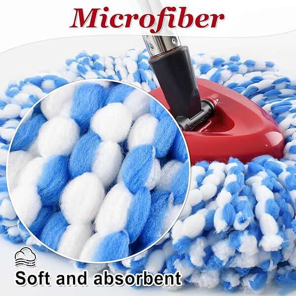 Spin Mop Handle,Mop Heads Replacements,Scrubber Mop Head and Mop Base Combo Set Compatible with Ocedar RinseClean 2-Tank Spin Mop,Mop Replace Head and Scrub Brush Set for Multi-Surface Hard Floor - Image 4