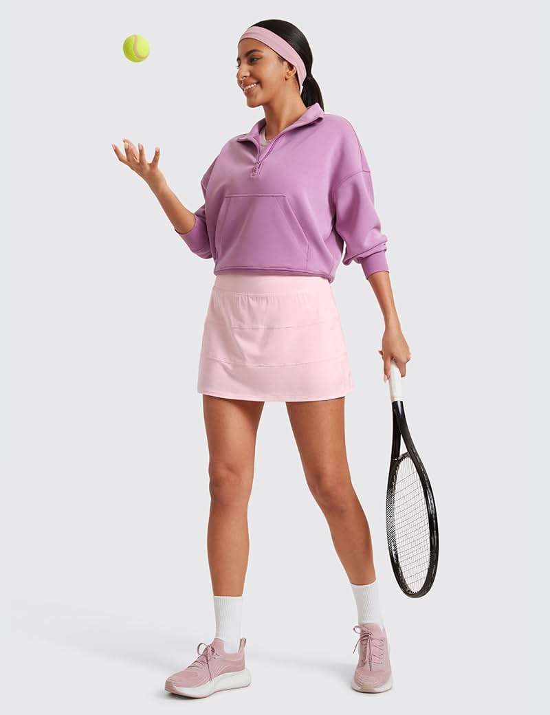 CRZ YOGA High Waisted A line Golf Skirts for Women - Mini Lined Tennis Casual Work Skorts with 3 Pockets - Image 3