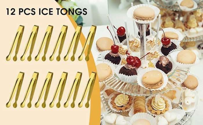 Tcoin Mini Serving Tongs Set, 12 Gold Stainless Steel Tongs, 6.3 in for Sugar Cubes, Ice, Candy, Charcuterie, Coffee Bar - Image 7