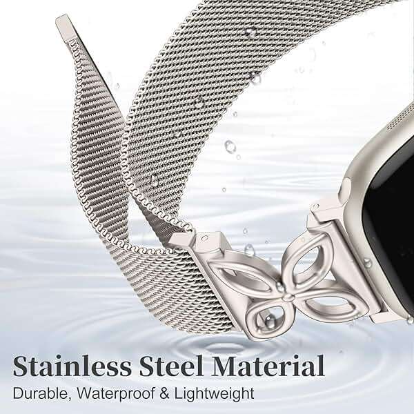 Getino Mesh Loop Compatible with Apple Watch Bands for Women 40mm 41mm 42mm 44mm 45mm 46mm 49mm 38mm Series 11 10 9 8 7 6 5 4 3 2 SE Ultra, Metal Stainless Steel Magnetic Strap iWatch Bands, Starlight - Image 8