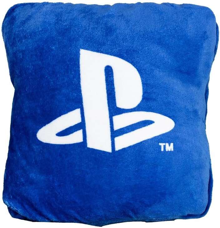 Paladone PlayStation 2-in-1 Cushion Blanket - Officially Licensed Travel Blanket, Foldable Soft Fluffy Throw, Compact Design for Gaming Room or Bedroom Decor - Image 1