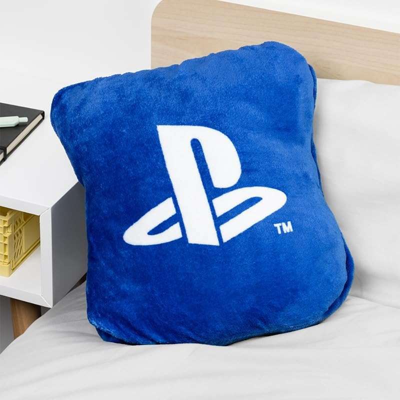 Paladone PlayStation 2-in-1 Cushion Blanket - Officially Licensed Travel Blanket, Foldable Soft Fluffy Throw, Compact Design for Gaming Room or Bedroom Decor - Image 2