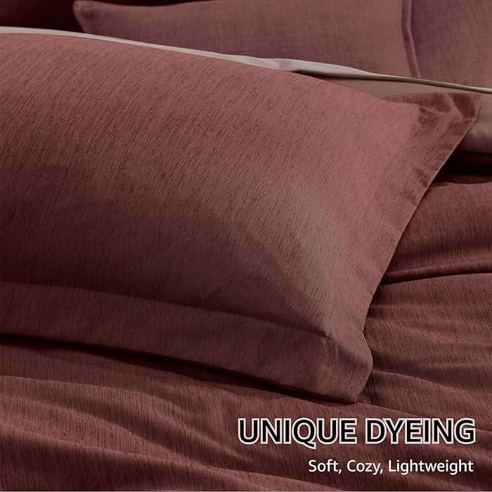 Monbix California King Comforter Set - 7 Pieces Cationic Dyeing Dark Red Bed in a Bag Cal King Bedding Sets with Comforter, Sheets, Pillowcases & Shams, Reversible Bedding Comforters Sets - Image 7