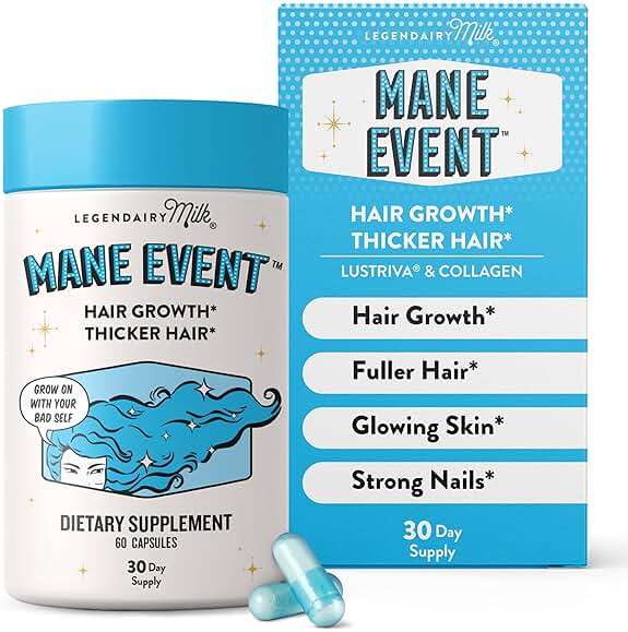 Legendairy Milk Hair Growth Vitamins for Women - Biotin for Hair Growth with Collagen & Lustriva, Hair Loss Products & Supplements for Thinning, Thicker, Fuller, Stronger Skin & Nails, Mane Event™ - Image 1
