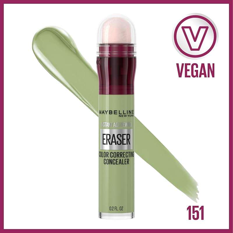 Maybelline Instant Age Rewind Instant Eraser Color Correcting Concealer, Crease-Resistant Coverage, Up to 12HR Moisturizing Wear, Green Color Corrector, 151, 1 Count - Image 2