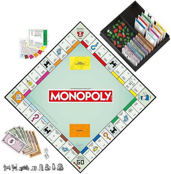 Monopoly Board Game | Classic Game with Storage Tray and Larger Tokens | Ages 8+ | 2 to 6 Players | Family Games for Kids and Adults | Kids Gifts - Image 10