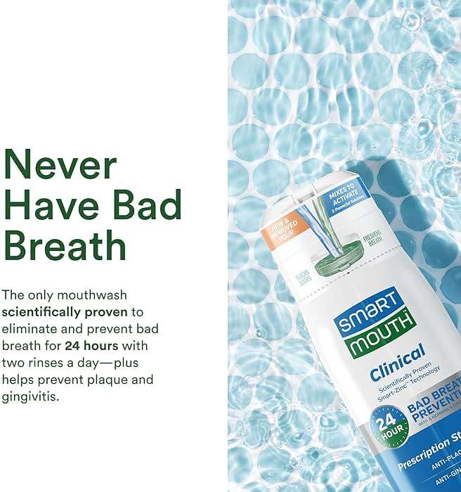 SmartMouth Clinical Zinc Activated Mouthwash - Anti-Plaque & Anti-Gingivitis for Healthy Gum Support - All-Day Fresh Breath - Alcohol-Free, Sugar-Free, & Gluten-Free - Clean Mint - 32 fl oz - Image 5