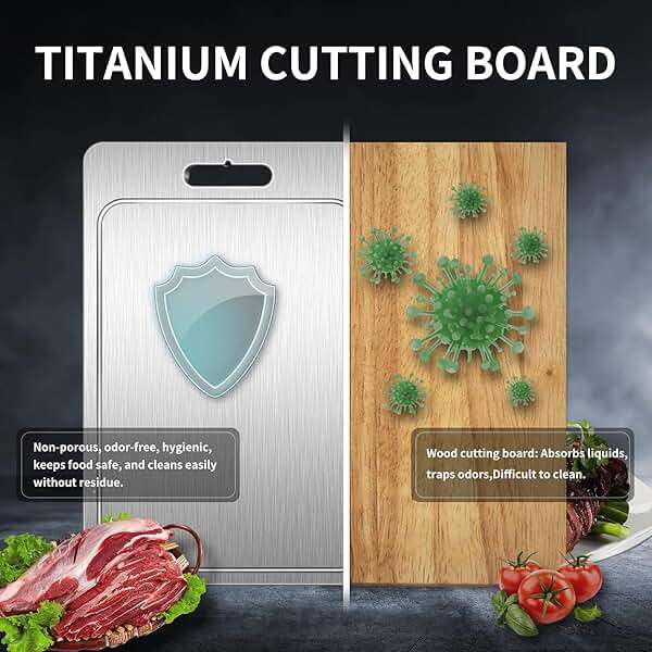 Titanium Cutting Board 100% Pure Cutting Boards With Juice Groove Metal Grade Food Double Sided Chopping Board for Cutting Meats Vegetables Fruits(Titanium-X-Large) - Image 4