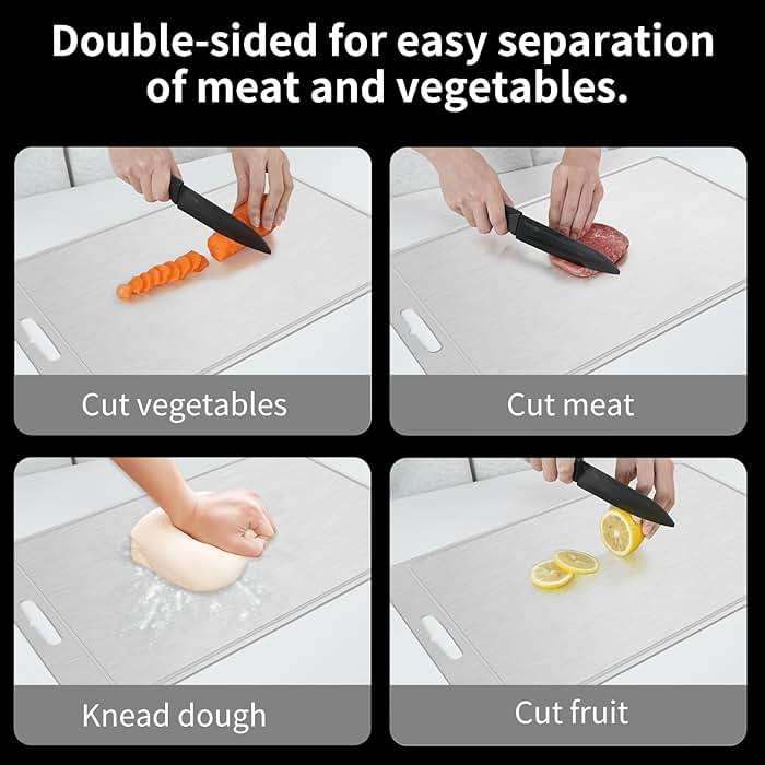 Titanium Cutting Board 100% Pure Cutting Boards With Juice Groove Metal Grade Food Double Sided Chopping Board for Cutting Meats Vegetables Fruits(Titanium-X-Large) - Image 6