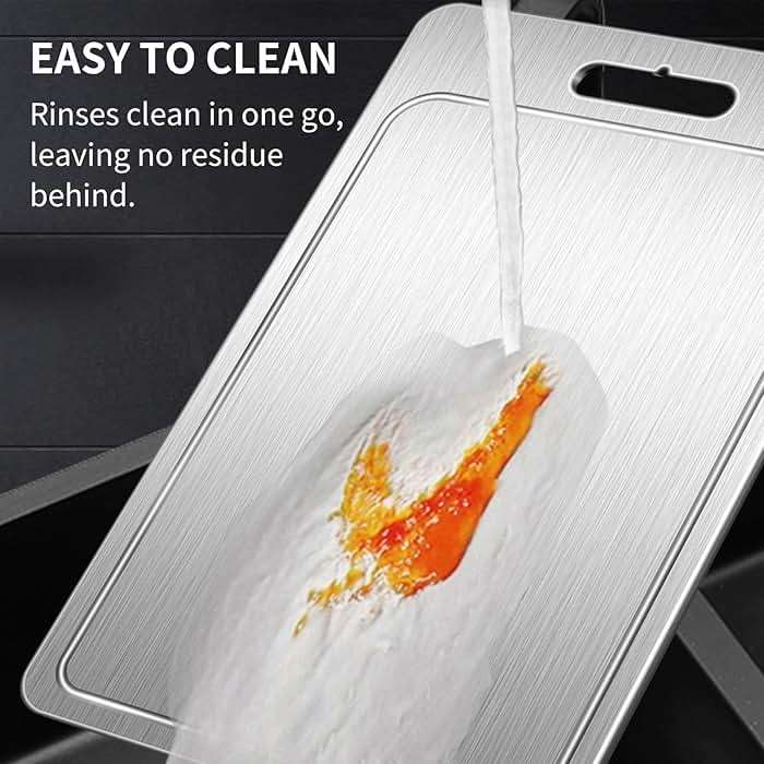 Titanium Cutting Board 100% Pure Cutting Boards With Juice Groove Metal Grade Food Double Sided Chopping Board for Cutting Meats Vegetables Fruits(Titanium-X-Large) - Image 7