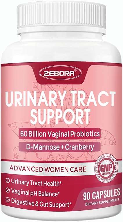 ZEBORA Urinary Tract Health for Women - Vaginal Probiotics for Women Digestive Health and pH Balance - D Mannose Supplements with Cranberry to Cleanse Urinary Tract & Bladder - 90 Capsules - Image 1