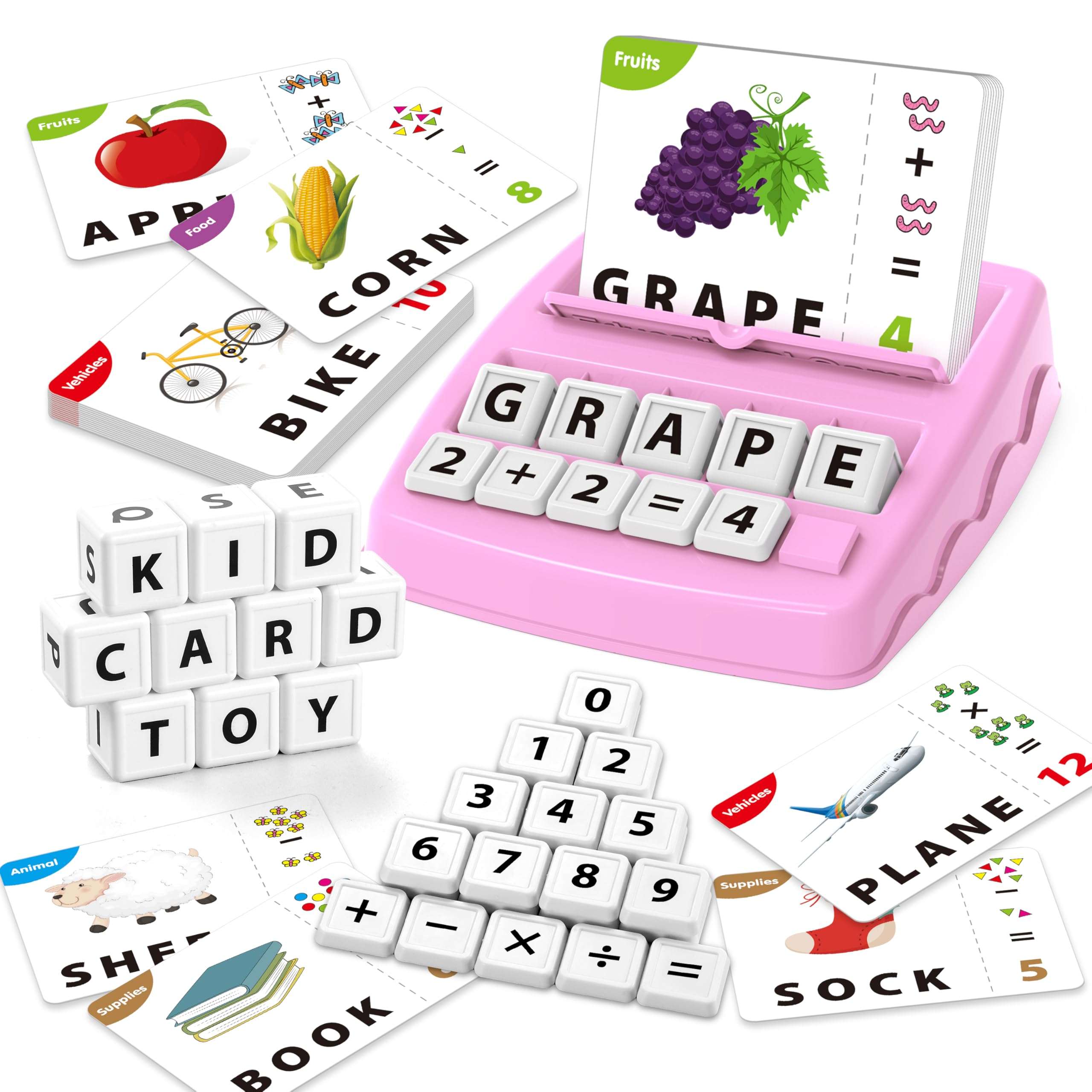 Yolscue Montessori Matching Letter Games,Educational Toys for 3-8 Year Olds Boys Girls,Alphabet Learning Toys for Kids Ages 3-8 Years,Birthday Party Gifts for 3-8 Year Olds Boys Girls(Pink) - Image 1