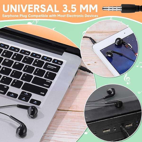 Xinnun 50 Pack Bulk Earbud Headphones with Mic Student in Ear Earbuds Classroom Wired Ear Buds with 3.5mm Headphone Plug for Adults School Library Museum Travel Plane Tablet(Simple,Black) - Image 4