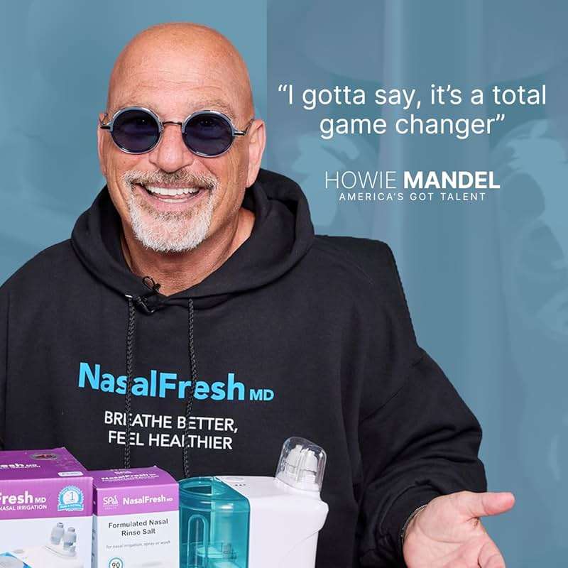 NASALFRESH MD Premium Bundle–Dual Powered Nasal Irrigation System Nasal Rinse and Wash, Sinus Decongestant Relief System, 60 Saline Packets, Case, Rechargeable, 2 Sets of Nose Pillows–Snoring Remedy - Image 3