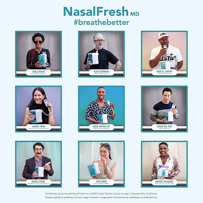 NASALFRESH MD Premium Bundle–Dual Powered Nasal Irrigation System Nasal Rinse and Wash, Sinus Decongestant Relief System, 60 Saline Packets, Case, Rechargeable, 2 Sets of Nose Pillows–Snoring Remedy - Image 7