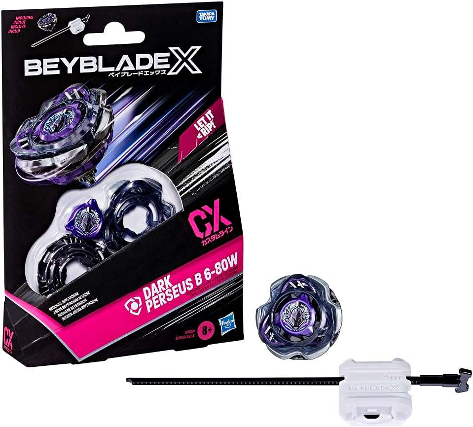 Bey Blade X Dark Perseus B 6-80W CX Starter Pack Set, Defense Type Top and Launcher; Authentic Takara Tomy Battle Tops Games, Toys for Boys and Girls 8+ - Image 1