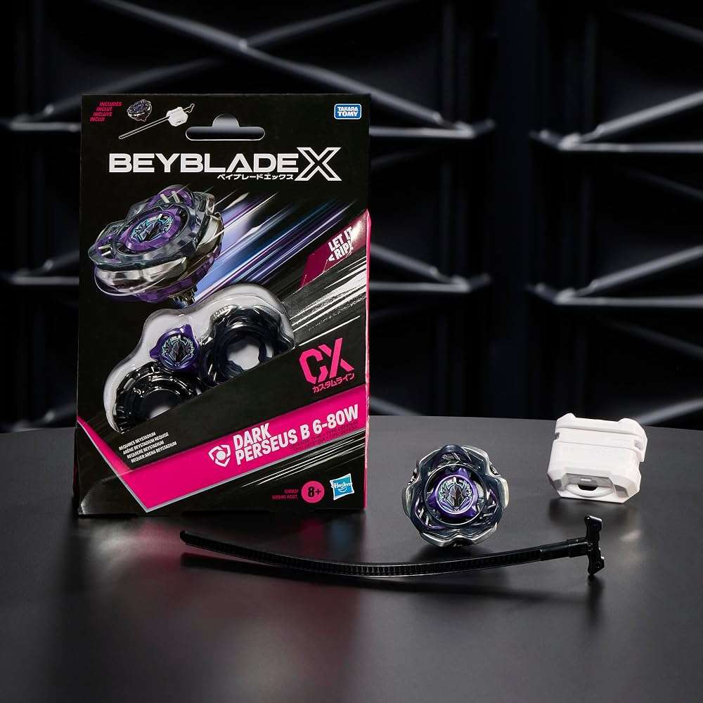Bey Blade X Dark Perseus B 6-80W CX Starter Pack Set, Defense Type Top and Launcher; Authentic Takara Tomy Battle Tops Games, Toys for Boys and Girls 8+ - Image 2